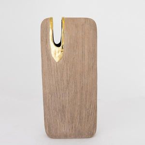 Vase, ceramic, brown and gold, 19.5x9.5x43 cm