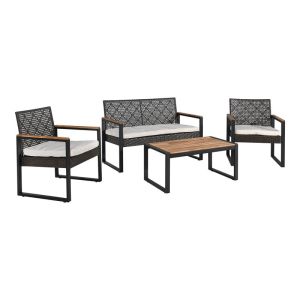 GARDEN SET OF 4 PIECES Fylianna Sesilia MADE OF ACACIA WOOD BLACK-BROWN COLOR 112x61x76cm