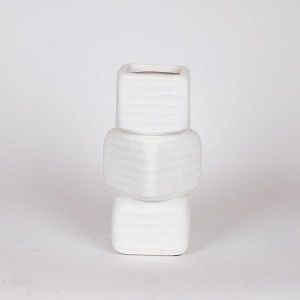 ВАЗА КЕРАМИЧНА, БЯЛА, 15.5x15.5x27.5см