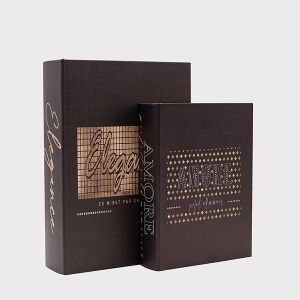Decorative book box S/2 Elegance-amore, black-gold, 27x20x5.5, 34x25x7cm