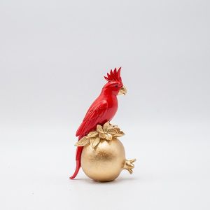 Декорация папагал, полирезин, червено-златно, 9x6.5x15см