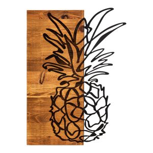 СТЕННА ДЕКОРАЦИЯ BORNABLE БОРОВО ДЪРВО В ЕСТЕСТВЕН ЦВЯТ И ЧЕРЕН МЕТАЛ 42X3X58СМ