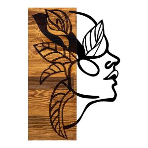 СТЕННА ДЕКОРАЦИЯ REDIAN, БОРОВО ДЪРВО, ЕСТЕСТВЕН ЦВЯТ И ЧЕРЕН МЕТАЛ 34X3X50СМ