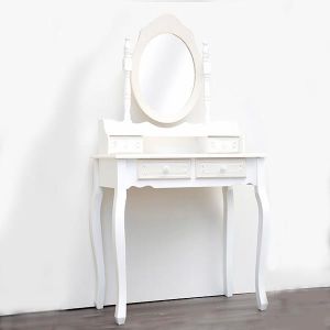 Тоалетка с огледало дървено бяло 75x40x71см