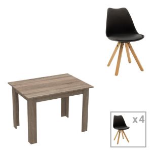 КОМПЛЕКТ ТРАПЕЗАРНА МАСА ОТ 5 ЧАСТИ MANKA-CARON В ЦВЯТ SONOMA TUFFLE-ЧЕРНО 110X80X77СМ