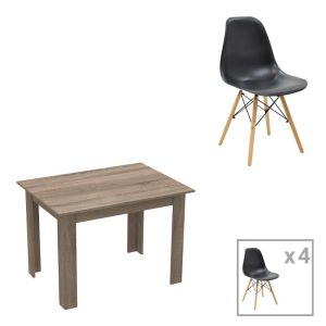 КОМПЛЕКТ ТРАПЕЗНА МАСА ОТ 5 ЧАСТИ MANKA-JULITA В ЦВЯТ СОНОМА ТРЮФЕЛ-ЧЕРНО 110X80X77СМ