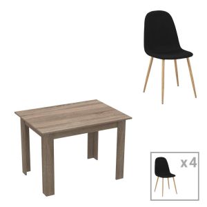 ТРАПЕЗНА МАСА КОМПЛЕКТ ОТ 5 ЧАСТИ MANKA-BELLA MDF В СОНОМА, ЦВЯТ ТРЮФЕЛ 110X80X70СМ