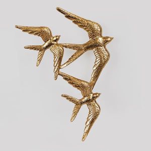 Декорация за стена златисти лястовчици 30.3x18.5x2.8см