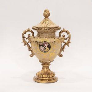 ДЕКОРАТИВНА ФИГУРА Африканка FL240305 ЧЕРНО-ЗЛАТИСТ ЦВЯТ 15x7x31см