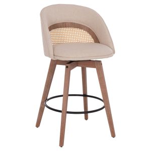 ВЪРТЯЩ СЕ БАР СТОЛ RIKI HM18253.01 С ДЪРВЕНИ КРАКА - БЕЖОВ ПЛАТ 51X53X94ВСМ.