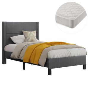 ЕДИНИЧНО ЛЕГЛО С МАТРАК TRILLOP HM21203.12 СИВ ПЛАТ - ЗА РАЗМЕРИ 120X200СМ.