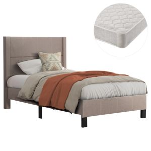 ЕДИНИЧНО ЛЕГЛО С МАТРАК TRILLOP HM21203.15 БЕЖОВ ПЛАТ - ЗА РАЗМЕРИ 120X200СМ.