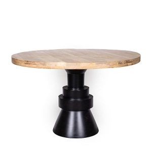 МАСА ОТ МАНГОВО ДЪРВО, НАТУРАЛНО ЧЕРНО, 120X120X74СМ