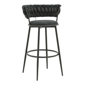 БАР СТОЛ ALKIA I ОТ ПЛАТ В ЧЕРЕН ЦВЯТ - ЧЕРЕН МЕТАЛЕН КРАК 50X56X95СМ