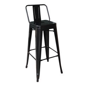 БАР СТОЛ RELIX С ОБЛЕГАЛКА, ЧЕРНО БОЯДИСАН МЕТАЛ, ВИСОЧИНА НА СЕДАЛКАТА 66 СМ