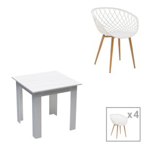 КОМПЛЕКТ ТРАПЕЗНА МАСА ОТ 3 ЧАСТИ MANKA-EZRA В БЯЛ ЦВЯТ 80X80X77СМ