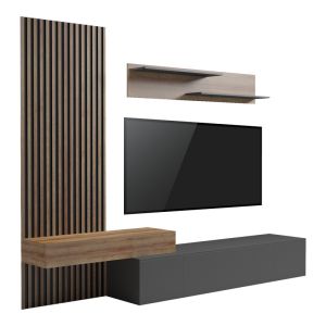 ХОЛНА ГАРНИТУРА LITENDE В АНТРАЦИТНО-ДЪБОВ ЦВЯТ 249.4X42.2X199.5СМ