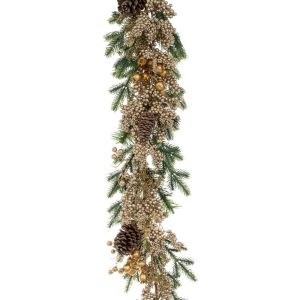 ЗЕЛЕН ГИРЛЯНД С ПЛОДОВЕ И БОРОВИ ШИШАРКИ 180 СМ