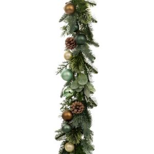 ЗЕЛЕН ГИРЛЯНД С ШИШАРКИ И ТОПКИ 180 СМ