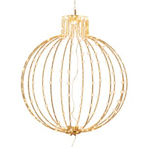 ЗЛАТИСТА МЕТАЛНА ТОПКА ДИАМЕТРИЧНО ОСВЕТЯВАЩА СЕ СВЕТЛИНА D40CM СЪС 168 ТОПЛО БЯЛИ LEDСВЕТЛИНИ