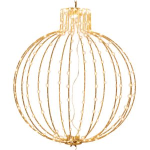 ЗЛАТИСТА МЕТАЛНА ТОПКА С ОСВЕТЯВАЩА СЕ ЛАМПА D56CM С 320 ТОПЛО БЯЛА LED СВЕТЛИНА