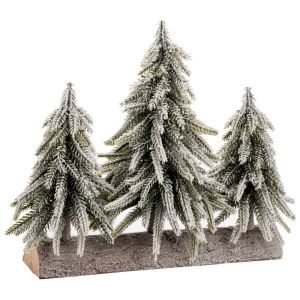 КОЛЕДНА ЕЛХА X3 НА ДЪРВЕНА ОСНОВА 28X26 СМ