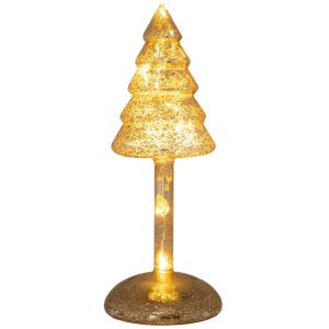 КОЛЕДНА СТЪКЛЕНА ЕЛХА В АНТИЧНО ЗЛАТИСТ ЦВЯТ С LED СВЕТЛИНА D9X23,5 СМ