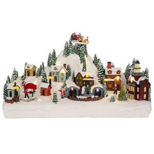 КОЛЕДНА СЦЕНА С ОСВЕТЕНО СЕЛО С ВЛАК, ВКЛЮЧВА АДАПТЕР 41X16X24CM