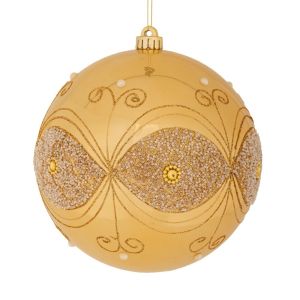 КОЛЕДНА ТОПКА ЗЛАТНА НЕЧУПЛИВА ДИВА 20 СМ С ДИЗАЙН