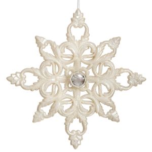КОЛЕДНА УКРАСА ЗА ВИСЯЩА СНЕЖИНКА В БЯЛ ЦВЯТ 25 СМ