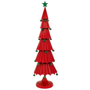 КОЛЕДНА ЧЕРВЕНА МЕТАЛНА ЕЛХА С ОСНОВА 28.5X28.5X96.5