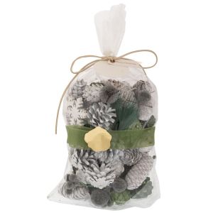 КОЛЕДНИ ЗЕЛЕНО-БЕЛИ ДЕКОРАТИВНИ ШИШАРКИ В ТОРБИЧКА 53 БРОЯ