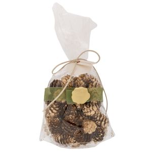 КОЛЕДНИ ЗЛАТИСТИ ДЕКОРАТИВНИ ШИШАРКИ В ТОРБИЧКА 3 СМ 50 БРОЯ