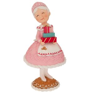 РОЗОВ ПОЛИРЕЗИН Г-ЖА КОЛЕДА С ПОДАРЪЧНА КУТИЯ 15.5X15X30.5 СМ