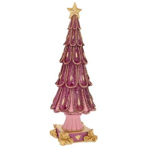 РОЗОВА КОЛЕДНА ЕЛХА ОТ ПОЛИРЕЗИН СЪС ЗЛАТНА ЗВЕЗДА И ДЕТАЙЛИ 14,5X14,5X41СМ