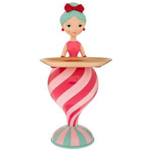 РОЗОВА ПОЛИРЕЗИН МОМИЧЕ С ПОДНОС ЗА БОНБОНИ 21.5X19.5X45.5СМ