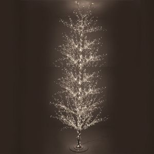 СВЕТЕЩА КОЛЕДНА ЕЛХА 380 СМ С 2080 ТОПЛО БЯЛА LED СВЕТЛИНА НА БЯЛА МЕТАЛНА ОСНОВА