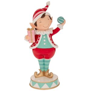 СВЕТЛОСИН И ЧЕРВЕН ЕЛФ ОТ ПОЛИРЕЗИН С КОЛЕДНА ТОПКА 13X10.5X27.5 СМ