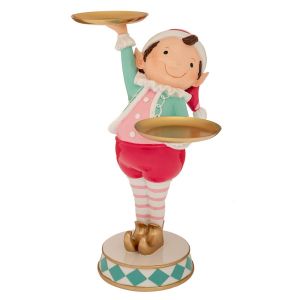 СВЕТЛОСИН И ЧЕРВЕН ЕЛФ ОТ ПОЛИРЕЗИН С ПОДНОС ОТ НЕРЪЖДАЕМА СТОМАНА 22.5X20.5X33CM