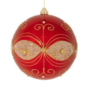 ЧЕРВЕНА ПЕРЛЕНА НЕЧУПЛИВА ТОПКА СЕ 20 СМ С ДИЗАЙН