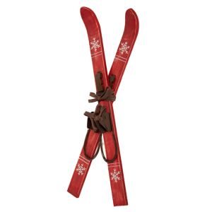 ЧЕРВЕНИ ДЪРВЕНИ АНТИЧНИ СКИ И ЩЕКИ 25X7X57СМ