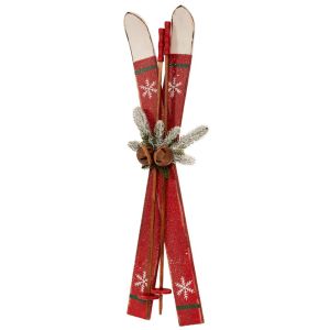 ЧЕРВЕНИ ДЪРВЕНИ АНТИЧНИ СКИ И ЩЕКИ 25X9X75СМ