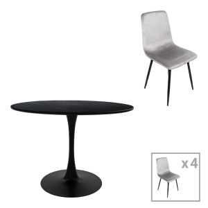 ТРАПЕЗНА МАСА BALOU-GRATO КОМПЛЕКТ ОТ 5 ЧАСТИ ЧЕРНО-СИВА D120X73СМ