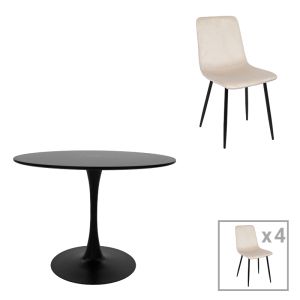 ТРАПЕЗНА МАСА BALOU-GRATO КОМПЛЕКТ ОТ 5 ЧАСТИ, БЕЖОВА, D100X73СМ