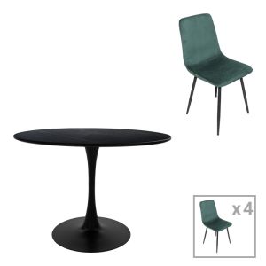 ТРАПЕЗНА МАСА BALOU-GRATO КОМПЛЕКТ ОТ 5 ЧАСТИ, ЧЕРНО-КИПАРИСОВА, 120X73 СМ