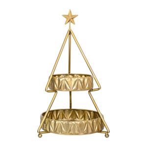 Декорация за маса Дърво в златен цвят с дървена основа с размери 30х8х35см