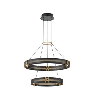 Chandelier aluminum Led 62w 3720lm 3000k 620x1200mm black-gold Arte Illumina Luis