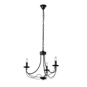 Metal chandelier, 3 lamps, 3xe27, max. 15w, 470x600 mm, black, with clear glass, Arte Illumina Vault