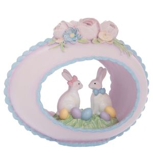 ВЕЛИКДЕНСКИ ДЕКОРАТИВНИ ЗАЙЧЕТА ОТ ПОЛИРЕЗИН В ПАСТЕЛНИ НЮАНСИ 17X10X14СМ