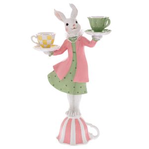 ВЕЛИКДЕНСКО РОЗОВО-ЗЕЛЕНО ЗАЙЧЕ ОТ ПОЛИРЕЗИН 22,5X13X40,5 СМ